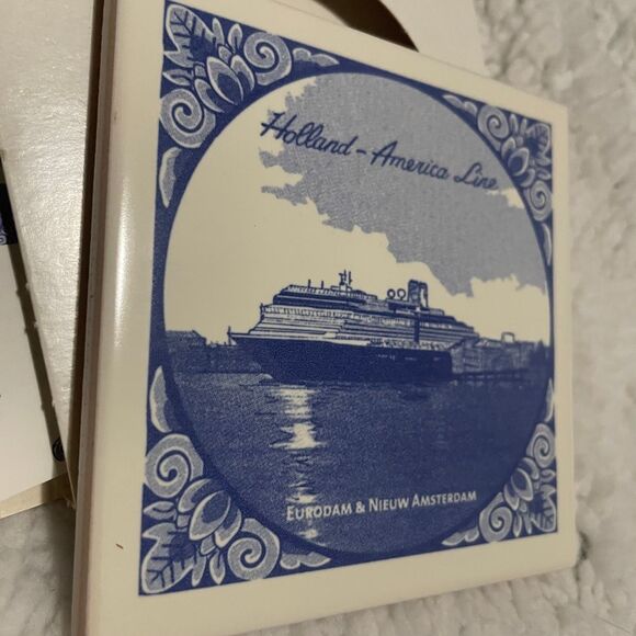Holland America Line Blue Delft Tile‎ coasters Signature Class Ships collectible - Picture 3 of 15
